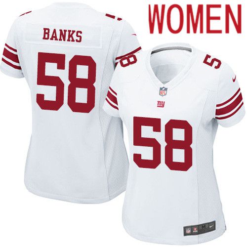 Women New York Giants 58 Carl Banks Nike White Game NFL Jersey
